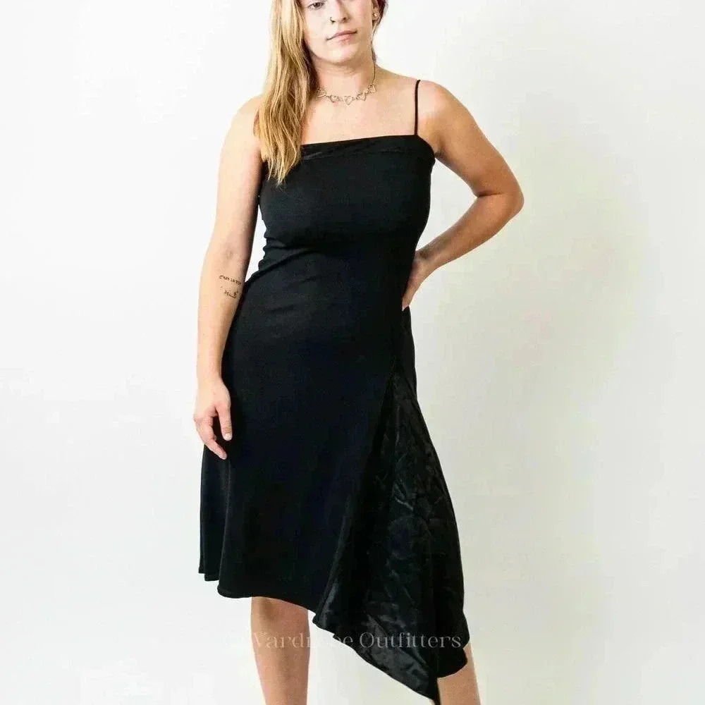 Vintage 90s Black Asymmetrical Dress - Picture 2 of 11